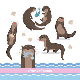 動物のかわいいカワウソのイラスト プレミアムベクター 動物のかわいいカワウソのイラスト プレミアムベクター