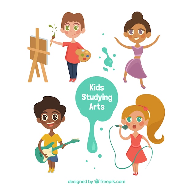 Free vector cartoon talented children collection