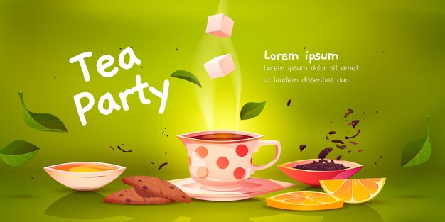 Cartoon tea party background illustration