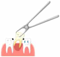 Free vector cartoon teeth extraction on white background