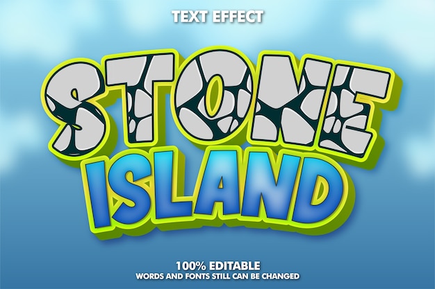 Cartoon text effect with stone pattern