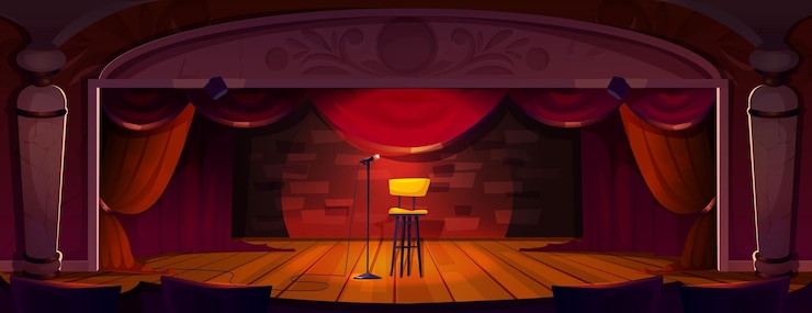 Free Vector cartoon theatre stage for comedy stand up concert
