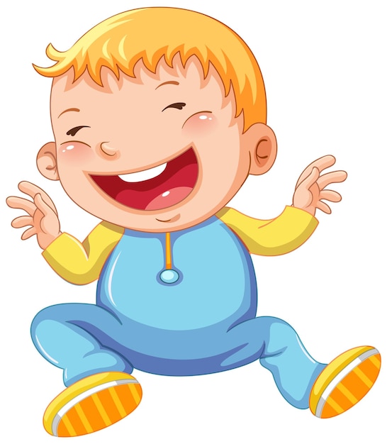 Cartoon toddler wearing blue clothes