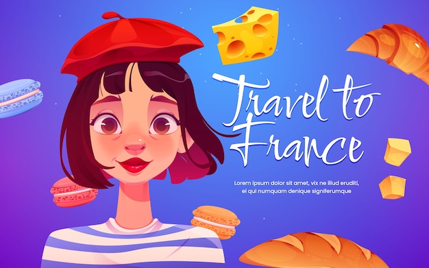 Cartoon travel to france background