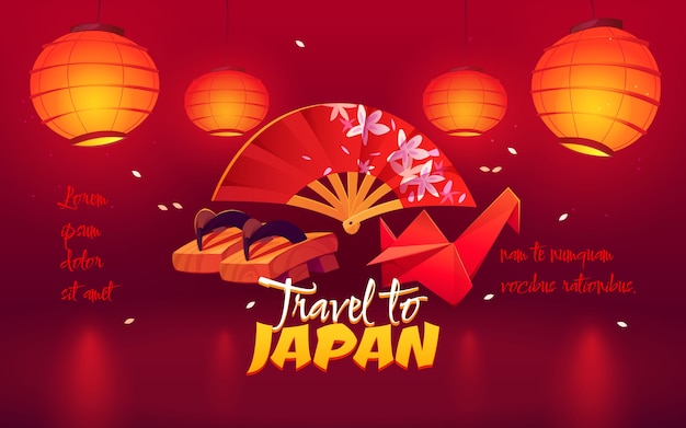 Cartoon travel to japan background