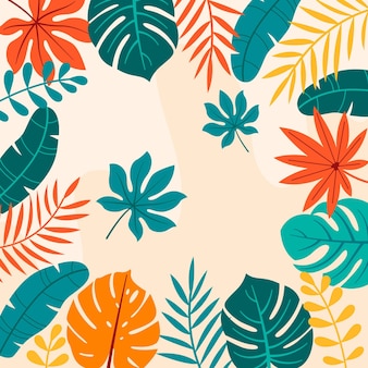 Cartoon tropical leaves background