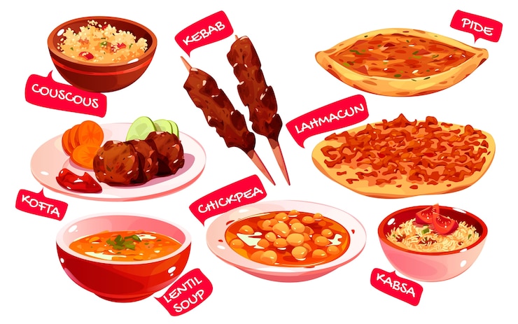Free Vector cartoon turkish cuisine collection