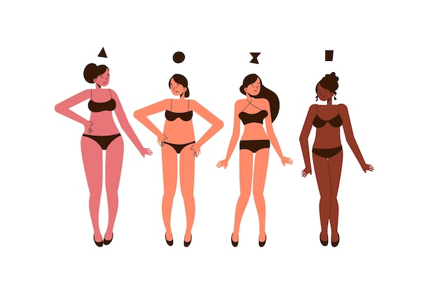 Cartoon types of female body shapes