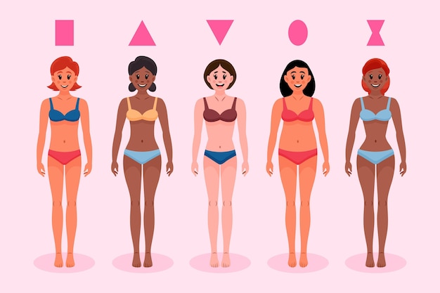 Cartoon types of female body shapes