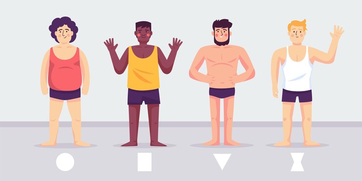 Free Vector cartoon types of male body shapes pack