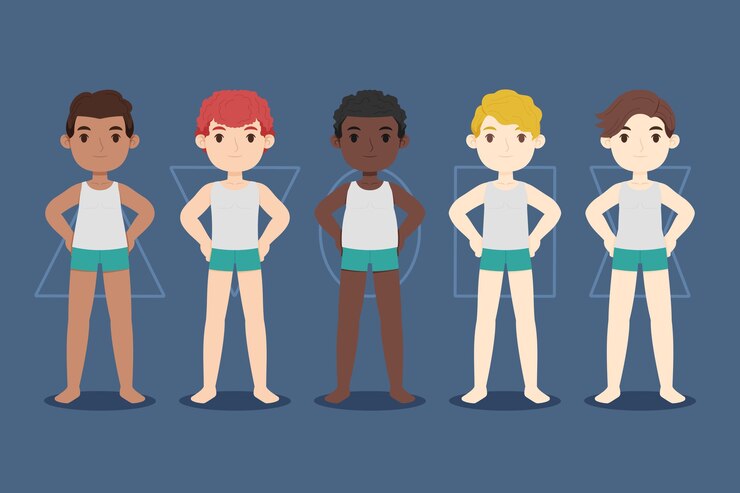 Free Vector cartoon types of male body shapes