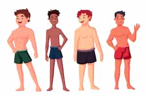 Free vector cartoon types of male body shapes