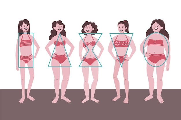 Бесплатное векторное изображение Сборник мультфильмов типов женского тела