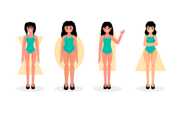 Free vector cartoon types of woman body shapes