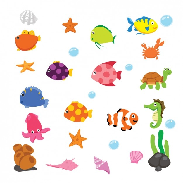 Free vector cartoon underwater animals