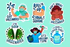 Free vector cartoon vaccination campaign badge collection