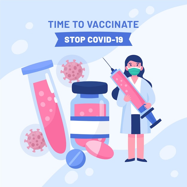 Cartoon vaccination campaign illustration