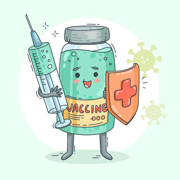 Cartoon vaccination campaign illustration