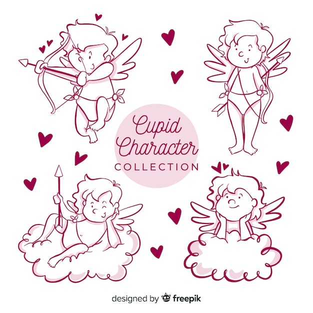 Free vector cartoon valentine cupid collection