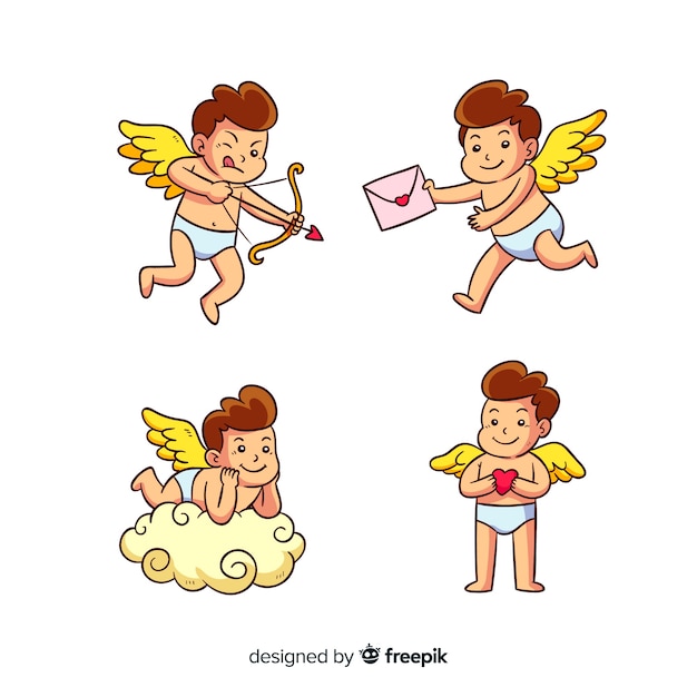 Free vector cartoon valentine cupid collection