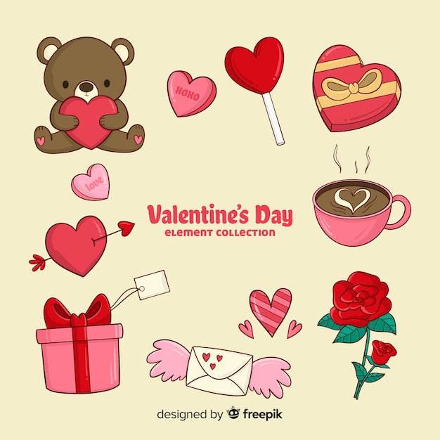 Cartoon valentine elements collection
