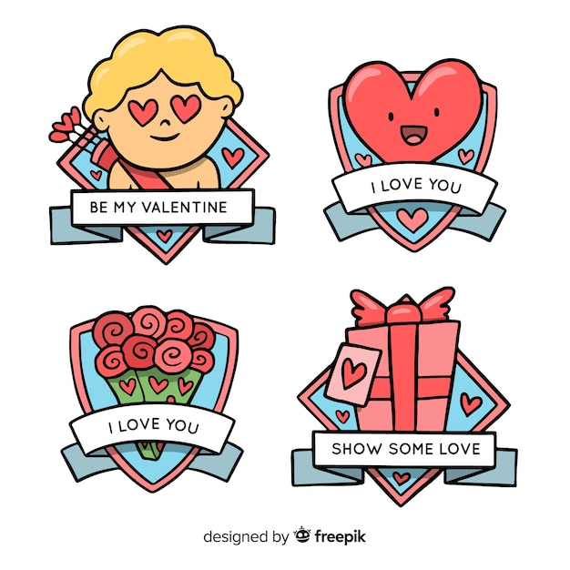 Cartoon valentine label collection