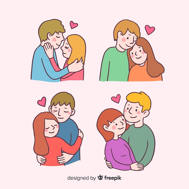 Free vector cartoon valentine's day couple collection