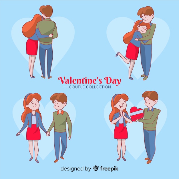 Free vector cartoon valentine's day couple pack