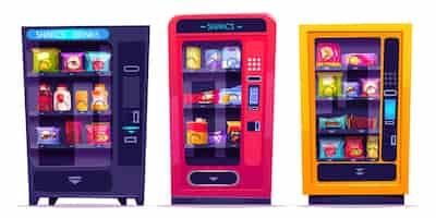 Free vector cartoon vending machines collection