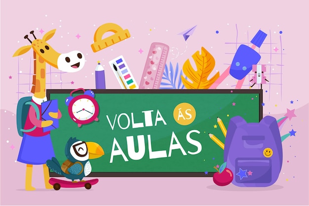 Free vector cartoon volta as aulas background