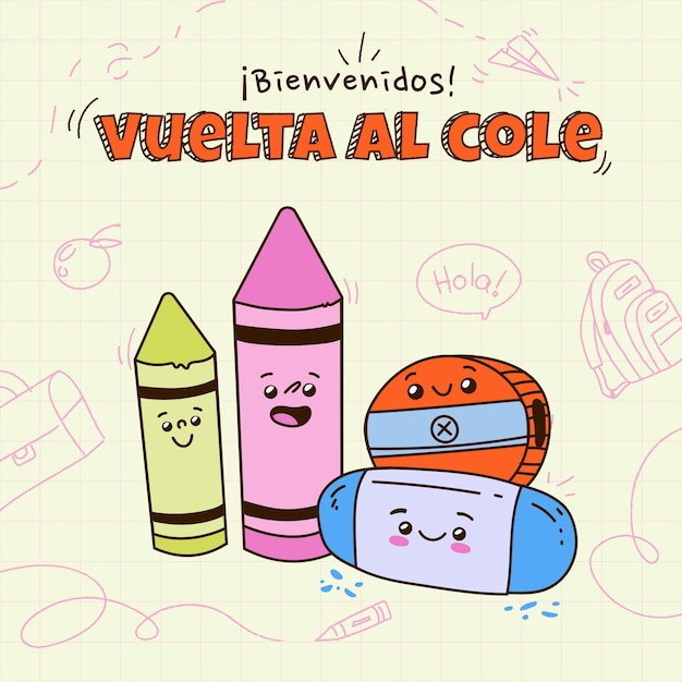 무료 벡터 만화 vuelta al cole 배경