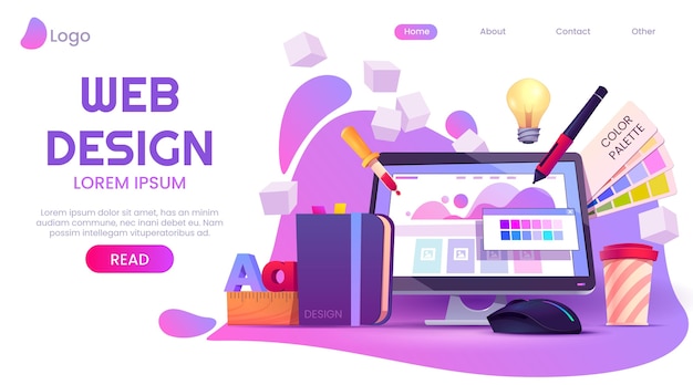 Free vector cartoon web design landing page