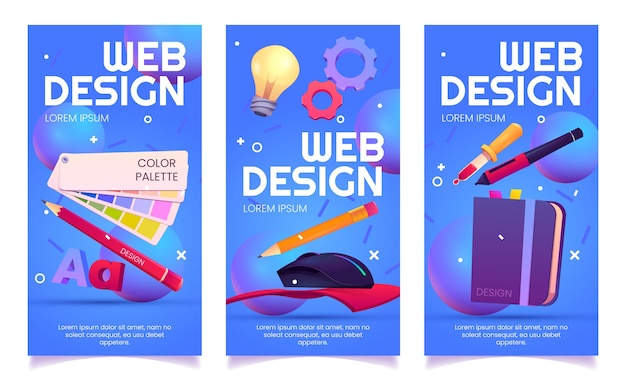 Vettore gratuito banner verticali di web design dei cartoni animati