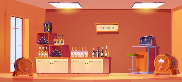 Free vector cartoon wine shop interior design