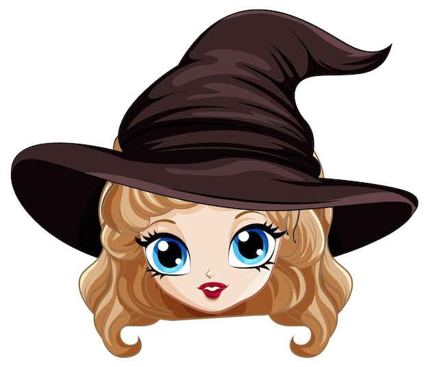 Free vector cartoon witch wearing a big hat