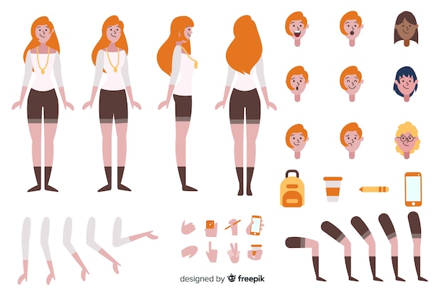 Modello di personaggio di donna dei cartoni animati