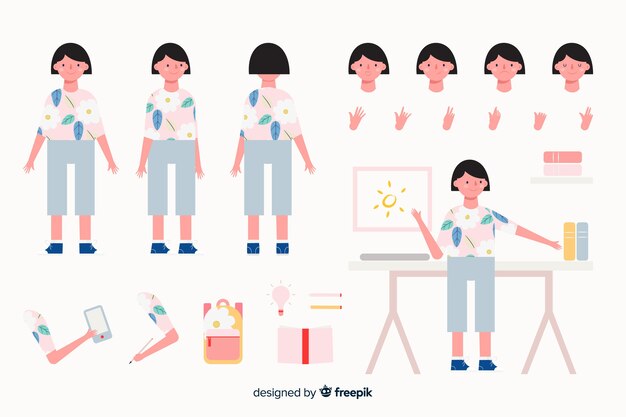 Cartoon woman character template