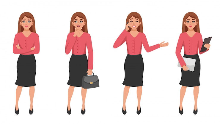 Free Vector cartoon woman gesture set