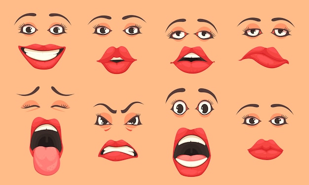 Free Vector cartoon women mouth set
