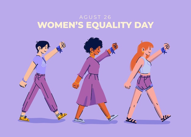 Cartoon women's equality day illustration