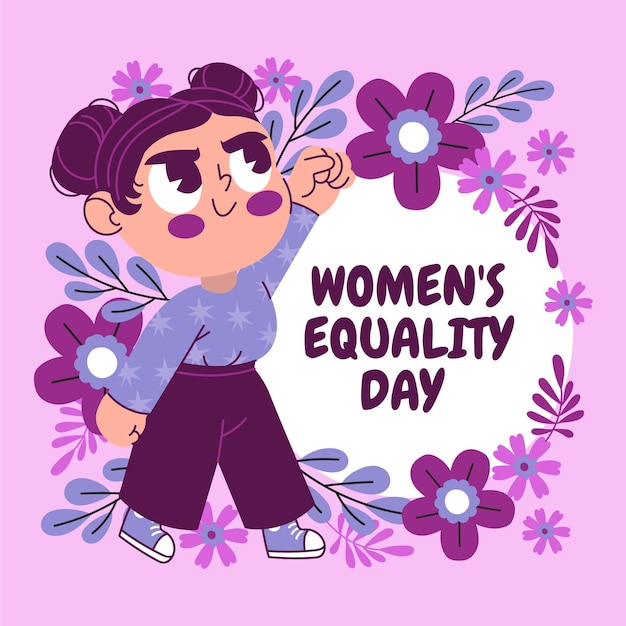 Cartoon women's equality day illustration