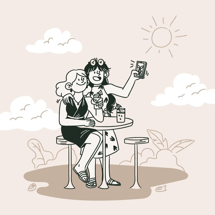 Free Vector cartoon women taking photos with smartphone