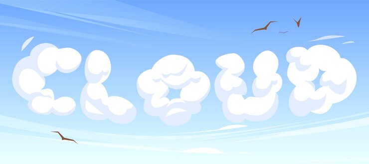 無料Vector 青い空または天国の漫画の単語の雲