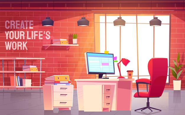 Бесплатное векторное изображение Иллюстрация сцены рабочего дня мультфильм