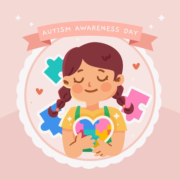 Free vector cartoon world autism awareness day illustration