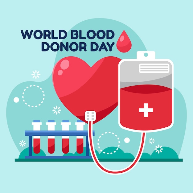 Cartoon world blood donor day illustration