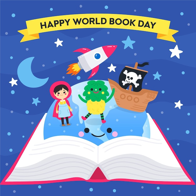 Free vector cartoon world book day illustration