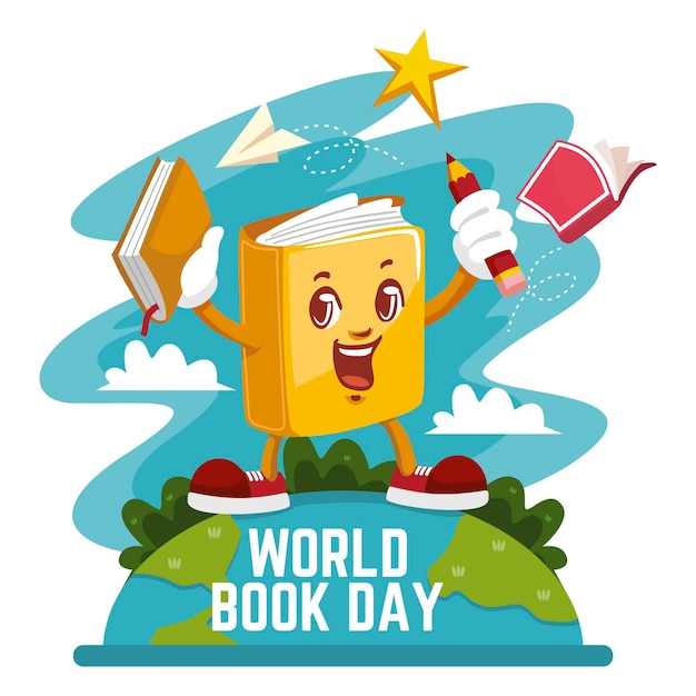 Free Vector cartoon world book day illustration
