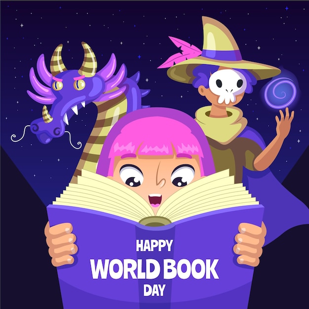 Cartoon World Book Day Illustration – Free Download