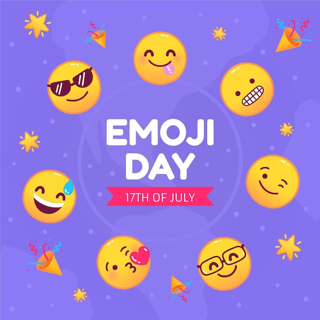 Cartoon world emoji day illustration